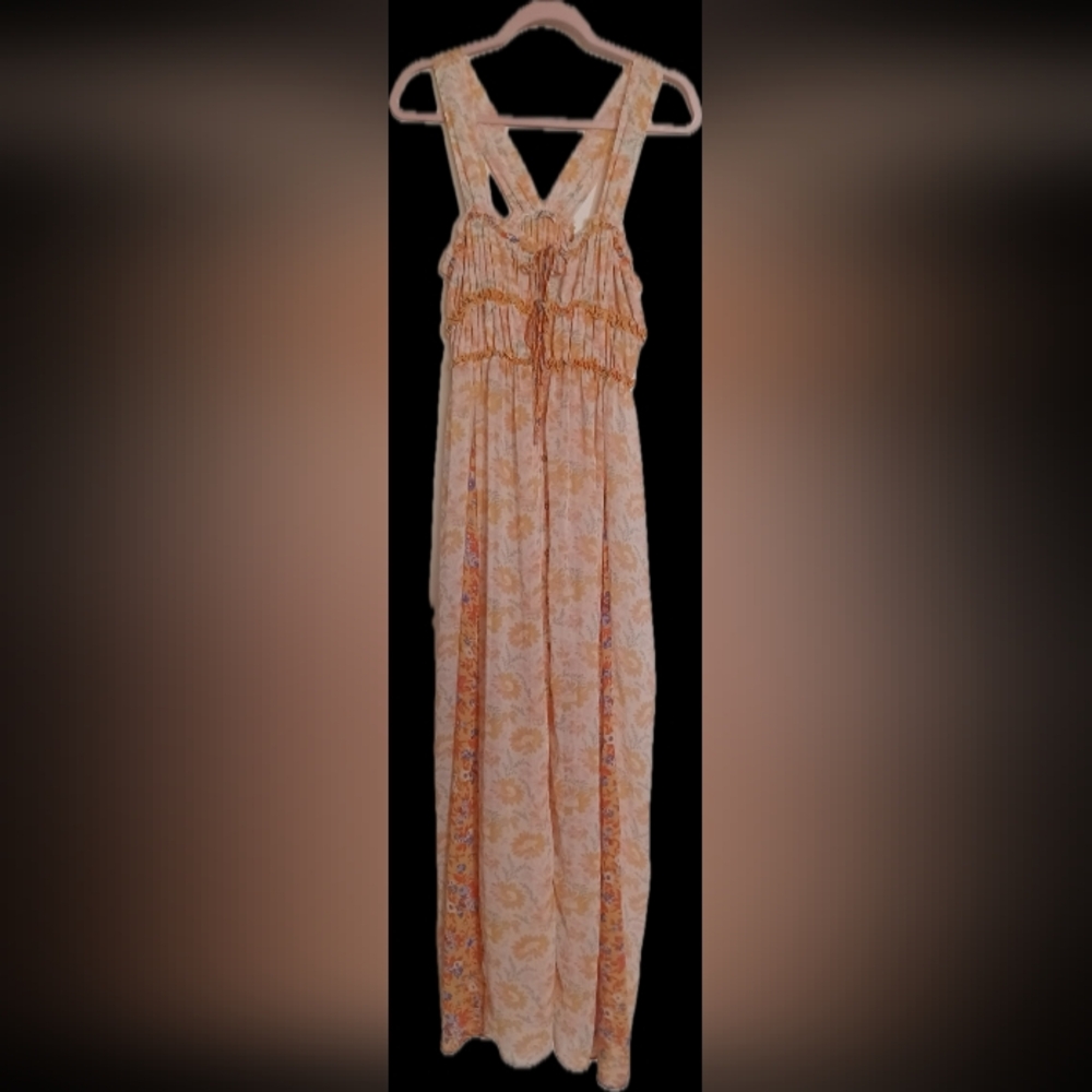 Free People  Cream and Orange Maxi Dress